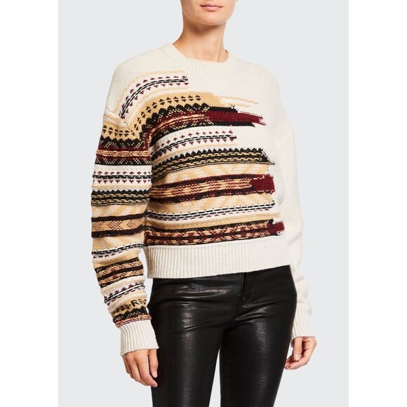 rag & bone Sweaters - rag & bone Annalise Fair Isle Crewneck Sweater M Wool Cashmere Distressed Knit
